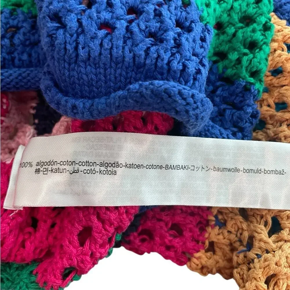 Zara Blue Green Colorblock Cropped Sweater Crew Neck Women’s S EUC - Picture 5 of 5